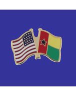 Guinea Bissau Lapel Pin (Double Waving Flag w/USA)