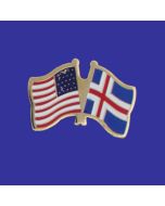 Iceland Lapel Pin (Double Waving Flag w/USA)