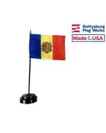 Andorra Stick Flag (with seal) - 4x6"