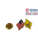 Gadsden Lapel Pin (Double Waving Flag w/USA)