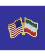 Iran Lapel Pin (Double Waving Flag w/USA)