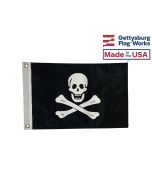 Jolly Roger Pirate Flag - 12x18" Double-Sided - Made in USA