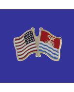 Kiribati Lapel Pin (Double Waving Flag w/USA)