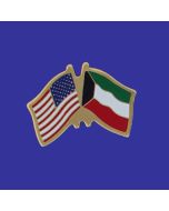 Kuwait Lapel Pin (Double Waving Flag w/USA)