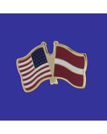 Latvia Lapel Pin (Double Waving Flag w/USA)