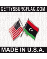 Libya Lapel Pin (Double Waving Flag w/USA)