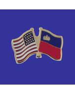 Liechtenstein Lapel Pin (Double Waving Flag w/USA)