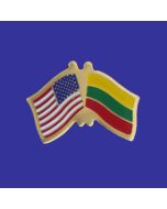 Lithuania Lapel Pin (Double Waving Flag w/USA)