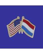 Luxembourg Lapel Pin (Double Waving Flag w/USA)