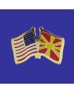 Macedonia Lapel Pin (Double Waving Flag w/USA)