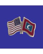 Maldives Lapel Pin (Double Waving Flag w/USA)