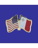 Malta Lapel Pin (Double Waving Flag w/USA)