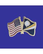 Marshall Islands Lapel Pin (Double Waving Flag w/USA)