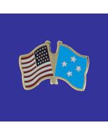 Micronesia Lapel Pin (Double Waving Flag w/USA)