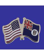 Montserrat Lapel Pin (Double Waving Flag w/USA)
