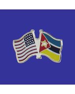 Mozambique Lapel Pin (Double Waving Flag w/USA)