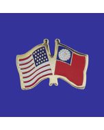 Myanmar Lapel Pin (Double Waving Flag w/USA)