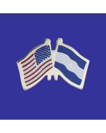 Nicaragua Lapel Pin (Double Waving Flag w/USA)