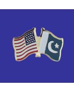 Pakistan Lapel Pin (Double Waving Flag w/USA)