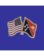 Papua New Guinea Lapel Pin (Double Waving Flag w/USA)