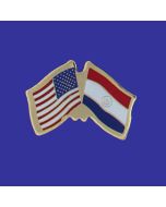 Paraguay Lapel Pin (Double Waving Flag w/USA)