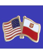 Poland Ancestral Lapel Pin (Double Waving Flag w/USA)