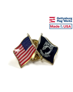 POW/MIA Lapel Pin (Double Waving Flag w/USA)