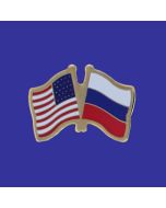Russian Federation Lapel Pin (Double Waving Flag w/USA)