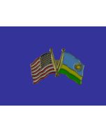 Rwanda Lapel Pin (Double Waving Flag w/USA)