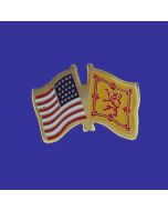 Scotland Lion Lapel Pin (Double Waving Flag w/USA)