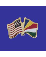 Seychelles Lapel Pin (Double Waving Flag w/USA)