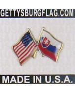 Slovakia Lapel Pin (Double Waving Flag w/USA)