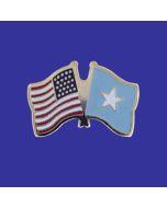 Somalia Lapel Pin (Double Waving Flag w/USA)