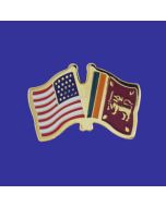 Sri Lanka Lapel Pin (Double Waving Flag w/USA)