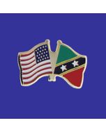 St Chris-Nevis Lapel Pin (Double Waving Flag w/USA)
