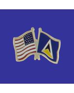 St Lucia Lapel Pin (Double Waving Flag w/USA)