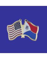 St Maarten Lapel Pin (Double Waving Flag w/USA)