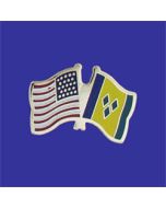St Vincent & the Grenadines Lapel Pin (Double Waving Flag w/USA)