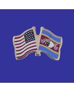 Swaziland Lapel Pin (Double Waving Flag w/USA)