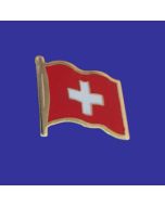Switzerland Lapel Pin (Double Waving Flag w/USA)