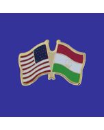Tajikistan Lapel Pin (Double Waving Flag w/USA)