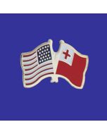 Tonga Lapel Pin (Double Waving Flag w/USA)