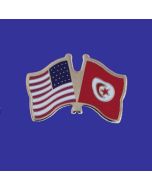 Tunisia Lapel Pin (Double Waving Flag w/USA)