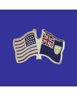 Turks & Caicos Lapel Pin (Double Waving Flag w/USA)