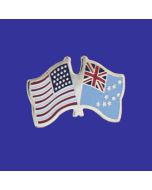 Tuvalu Lapel Pin (Double Waving Flag w/USA)
