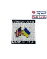 Ukraine Lapel Pin (Double Waving Flag w/USA)