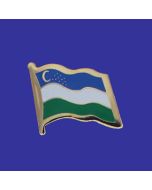 Uzbekistan Lapel Pin (Single Waving Flag)