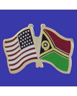 Vanuatu Lapel Pin (Double Waving Flag w/USA)