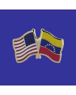Venezuela (no seal) Lapel Pin (Double Waving Flag w/USA)