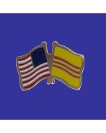 South Vietnam Lapel Pin (Double Waving Flag w/USA)